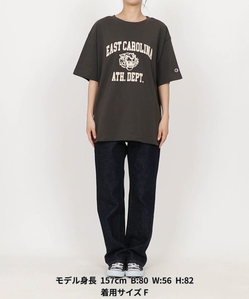 Champion/別注フロッキープリントロゴ半袖Tシャツ【限定展開
