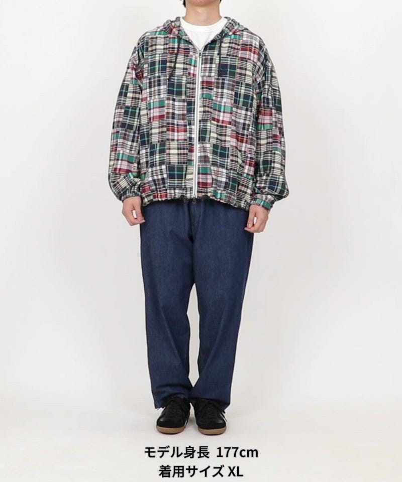 NAUTICA/ビッグシルエット パッチワーク マドラスチェック ジップ