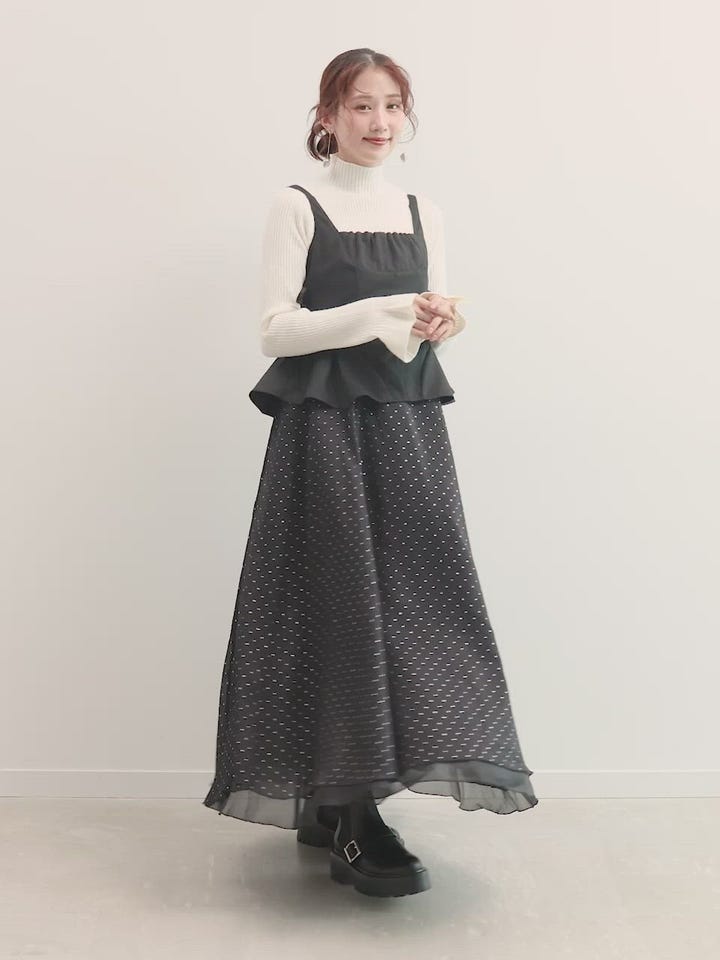 詩仙堂 ゴールドタグ バルーンスリーブリボン柄ちりめんワンピース