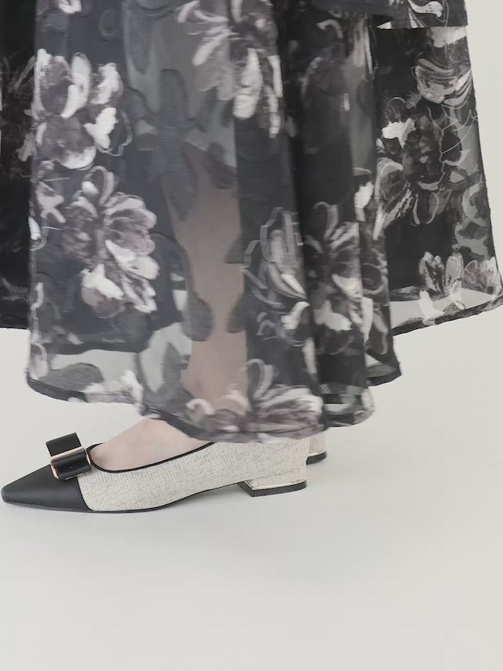 コンビマテリアルリボンフラットパンプスRANDA公式サイト