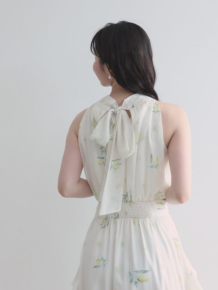 SALE】【Lemon Collection】レモンフラワーホルターネックワンピース