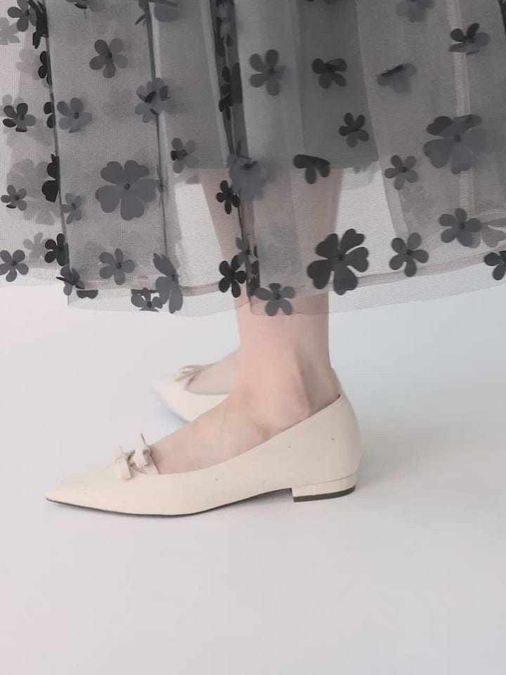 未使用✨　repetto　サンダリオン　メッシュフラットパンプス　リボン　白 repetto レペット Cendrillon Ballerina サンダリオン メッシュ