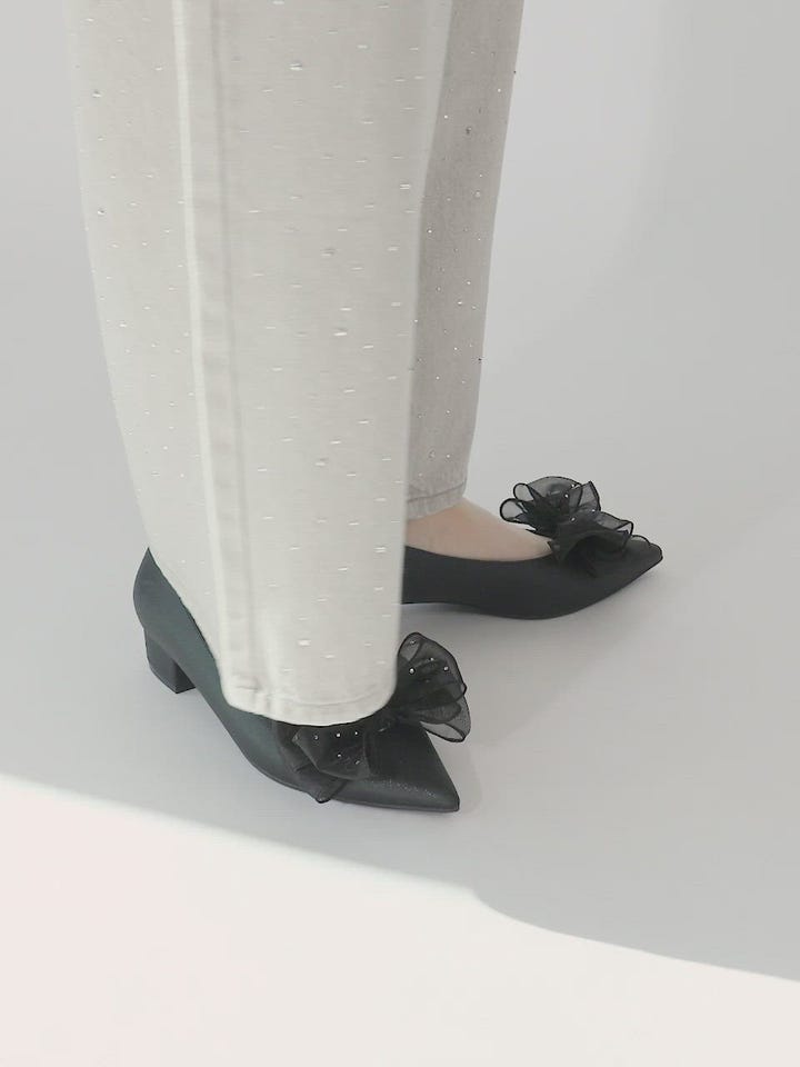 2WAY シアーリボンチャンキーヒールパンプスRANDA公式サイト