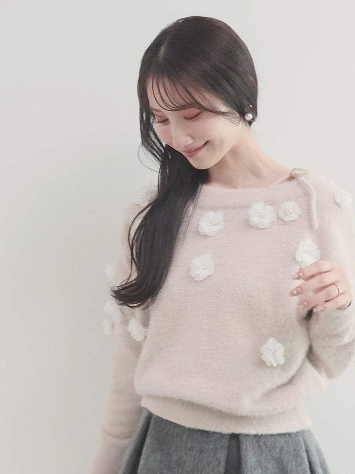 フラワーモチーフシャギーニットトップスRANDA公式サイト