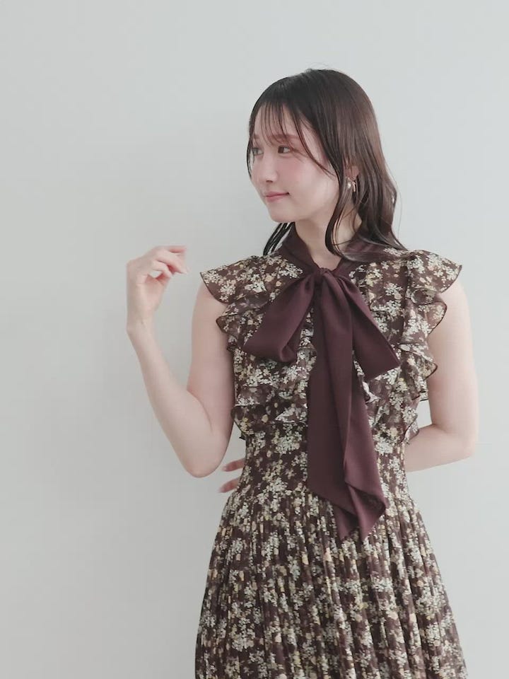 sugar花柄ボウタイフリルワンピース フラワープリントボウタイフリルワンピースRANDA公式サイト