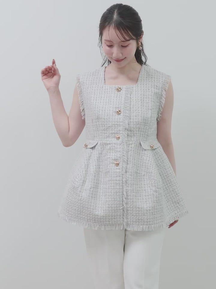 フリンジツイードペプラムセットアップRANDA公式サイト