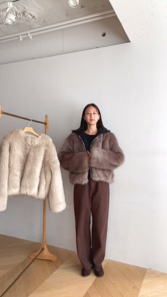 mix colorボリュームファーコート