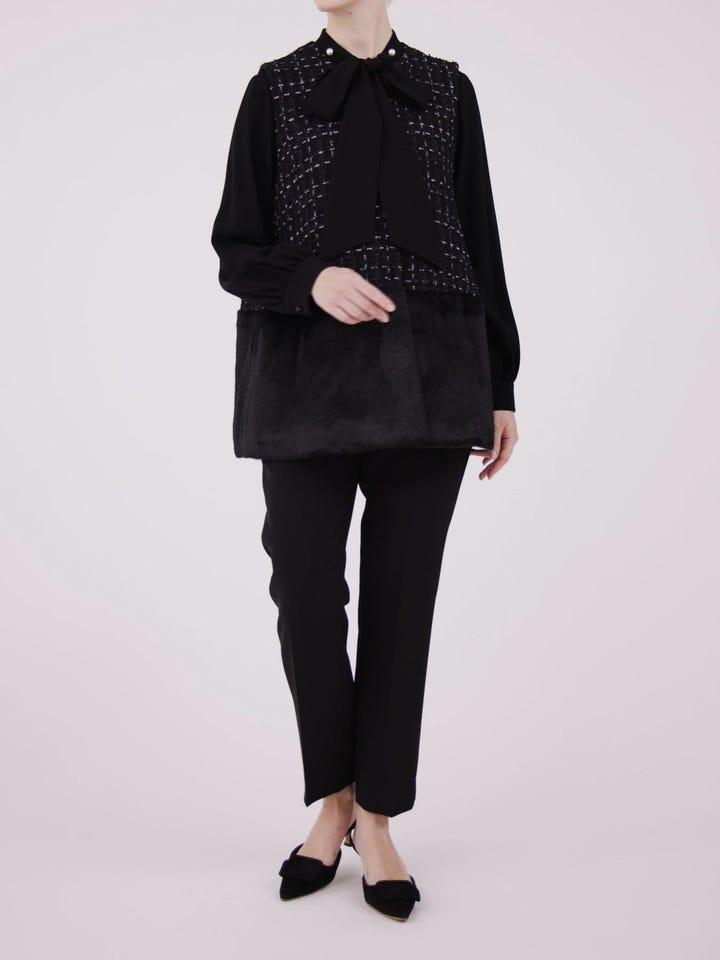 新品未使用　heve へイブ　ツイードジレ　ブラック 伊勢丹限定【HEVE 】へイヴ♡大人気 ツイードジレの通販 by Natalie's