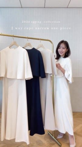 2WAYケープナローワンピース(XS IVORY): ワンピースanuans 
