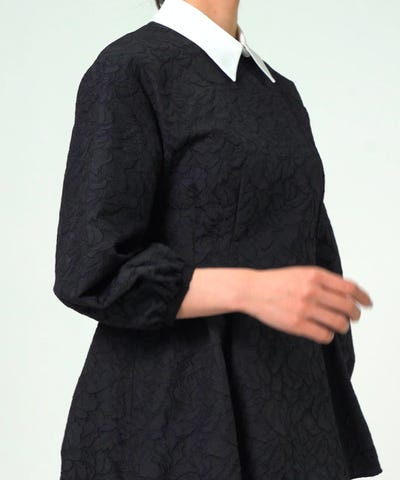 Demi-Luxe BEAMS（デミルクス ビームス）フクレ織り アタッチドカラー