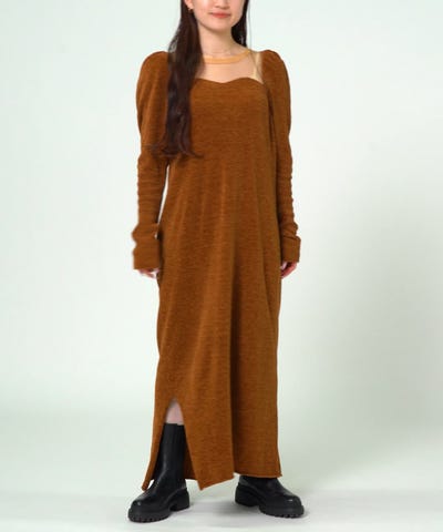 BEAMS COUTURE（ビームス クチュール）透け切替 ベロア ワンピース