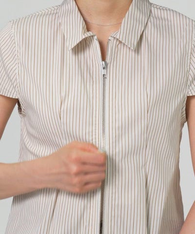期間限定値引✨ 完売品　レイビームス　ストライプジップシャツ Ray BEAMS（レイ ビームス）ストライプ ジップ シャツ ハーフスリーブ