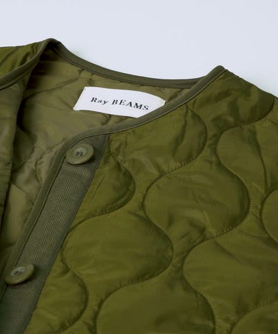 Ray BEAMS（レイ ビームス）キルティング ノーカラー ブルゾン（コート