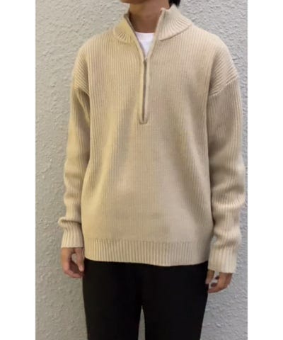 familyjapan ファミリージャパン ドライバーズニット 25aw SHIPS｜SHIPS any:<手洗い可能>ハーフジップ 畦編み ドライバーズ