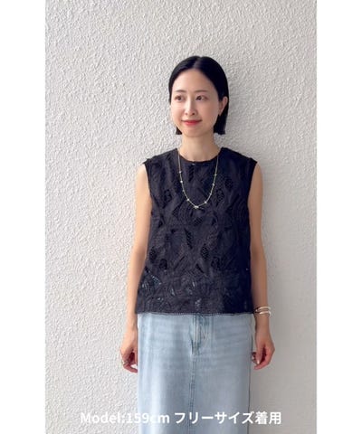 新品未使用　30800円　archivio ノースリーブプルオーバー　サイズ36 手洗い可能〉刺繍 レース ノースリーブ プルオーバー｜ SHIPS 公式サイト