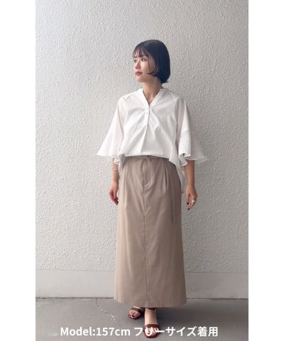 手洗い可能〉シアー ボーダー フレア スリーブ 半袖 ブラウス｜ SHIPS