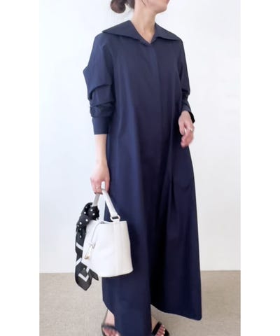 quaranciel:〈洗濯機可能〉ビッグカラー Aライン シャツ ワンピース