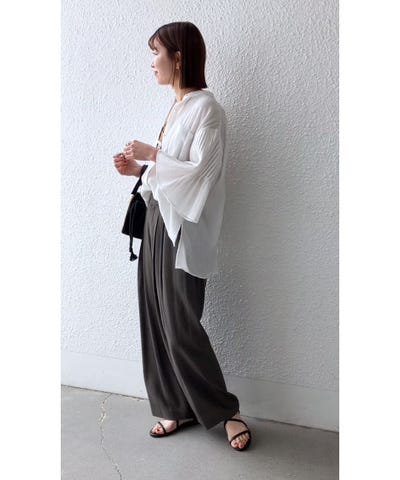 極美品✨ シップスエニィ❤️ 洗える 楊柳 シアー ボリューム フレア 