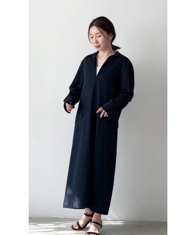 quaranciel:〈洗濯機可能〉Vネック スキッパー ロング シャツ