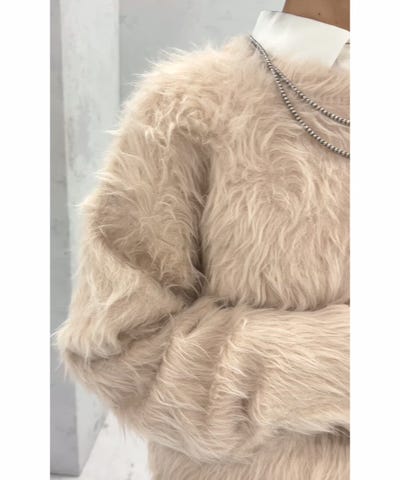 ドゥクラッセ ファーヤーン・クルーネックプルオーバー シャギー オフ白 XL ドゥクラッセ ファーヤーン・クルーネックプルオーバー シャギー オフ