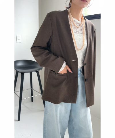 手洗い可能〉TUMUGITO(R) シャーク ツイード カラーレス ジャケット