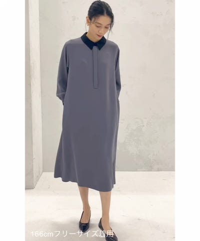 洗濯機可能〉ライト ダブルクロス バックフリル Aライン ワンピース