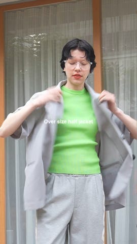 HeRIN.CYE Over size half jacket ネイビー HeRIN.CYE | Over size half jacket (ジャケット ) |SHEL'TTER