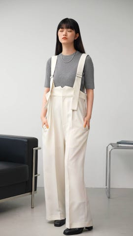AZUL BY MOUSSY | リネンライクワイドハイウエストサロペット 