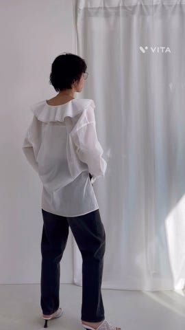 【新品タグ付き】ノーリーズ　ラッフルカラーブラウス trim_ofnls_item9896fa78bdb311e