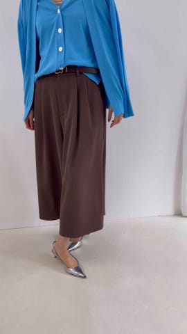 ウォッシャブルクロップドワイドツイルパンツ（6-0035-1-09-002
