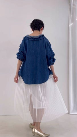 うさぎずも GU公式 | チュールレースフレアロングスカートZ+E