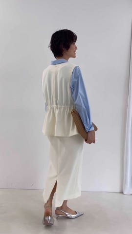 ★新品未使用★ノーリーズ　ウォッシャブルニットジョーゼットタイトミディスカート NOLLEY'S｜《セットアップ対応》ウォッシャブルニットジョー