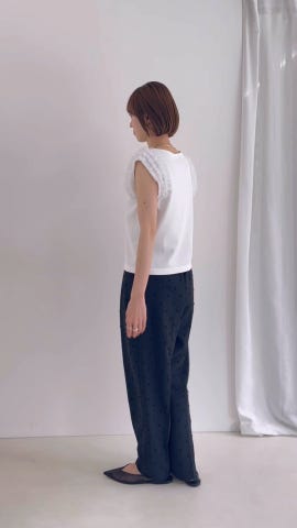 PR阿部☆別注】《手洗い可能》肩フリルノースリーブプルオーバー