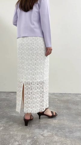 ウォッシャブルストレッチレースタイトスカート（6-0030-1-06-004