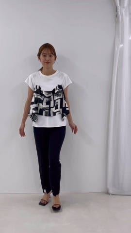追加】スカーフ柄ビスチェ付き風Tシャツ（5-0273-2-03-002