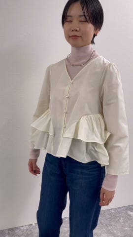 ウォッシャブルマイクロタフタティアードブラウス（5-0030-6-01-009 