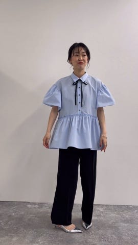 ノーリーズ　ペプラムリボンシャツブラウス NOLLEY'S Sophi ブラウス シャツ ペプラムリボンシャツブラウス