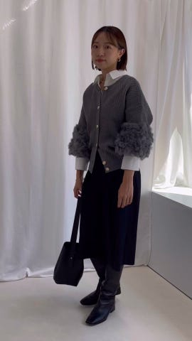 バーバリーブルーレーベル ラビットファー付 ニットカーディガン ブラック バーバリーブルーレーベル ラビットファー付 ニットカーディガン