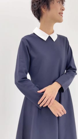 親子セット着用対応》《手洗い可能》白襟ワンピース（4-0035-1-02-001 