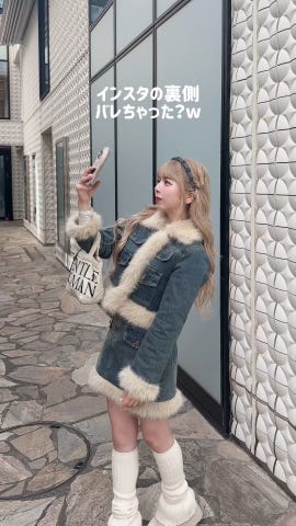 ショート丈ジャケット×ミニスカートファーデニムセットアップ[gc286