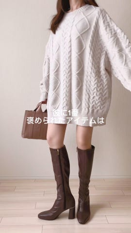 ケーブル編みビッグニットチュニック[rut929] | レディース