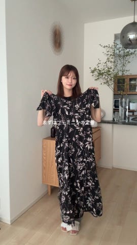 花柄ショルダーリボンワンピース[pm585] | レディースファッション通販