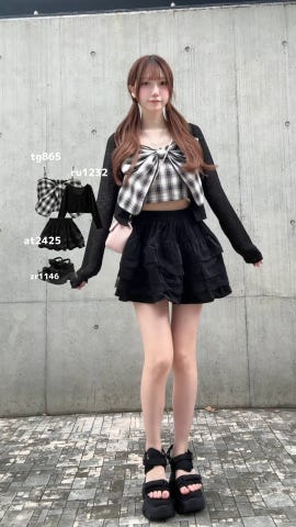 チェック柄ビッグリボンキャミソールビスチェ[tg865