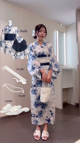 水彩花柄浴衣セット[gi1519] | レディースファッション通販のグレイル