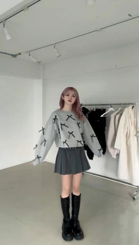 リボンスウェットショート丈トップス[sm109] | レディースファッション