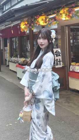 GRL 3点セット2Way水彩花柄浴衣セット[fy027] 3点セット2Way水彩花柄浴衣セット[fy027] | レディース