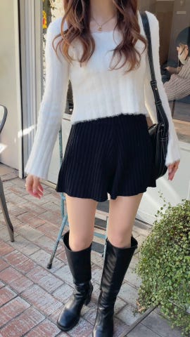 スクエアネックフレアスリーブフェザーニットトップス[ac2200