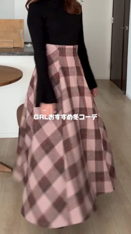 ツイードチェックロングフレアスカート[tu1442] | レディース