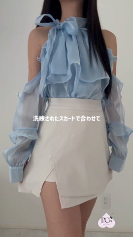 新品♡ミストレアス♡オープンショルダーシアーリボンブラウス♡ピンク 最安値 ミストレアス♡オープンショルダーシアーリボンブラウス
