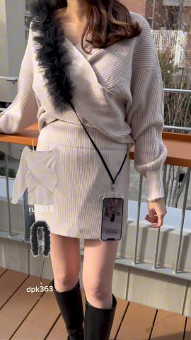 カシュクールニットトップスXニットキャミワンピースセットアップ 
